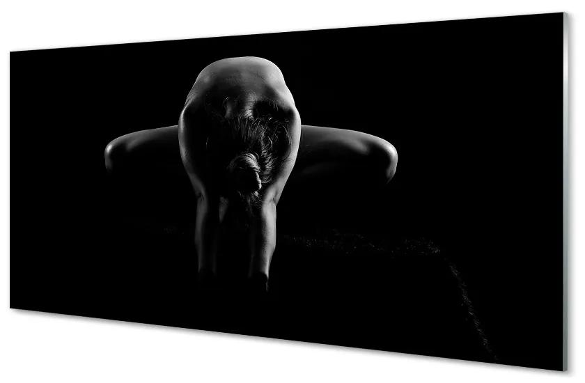 Obraz na skle Žena čiernej a bielej 100x50 cm