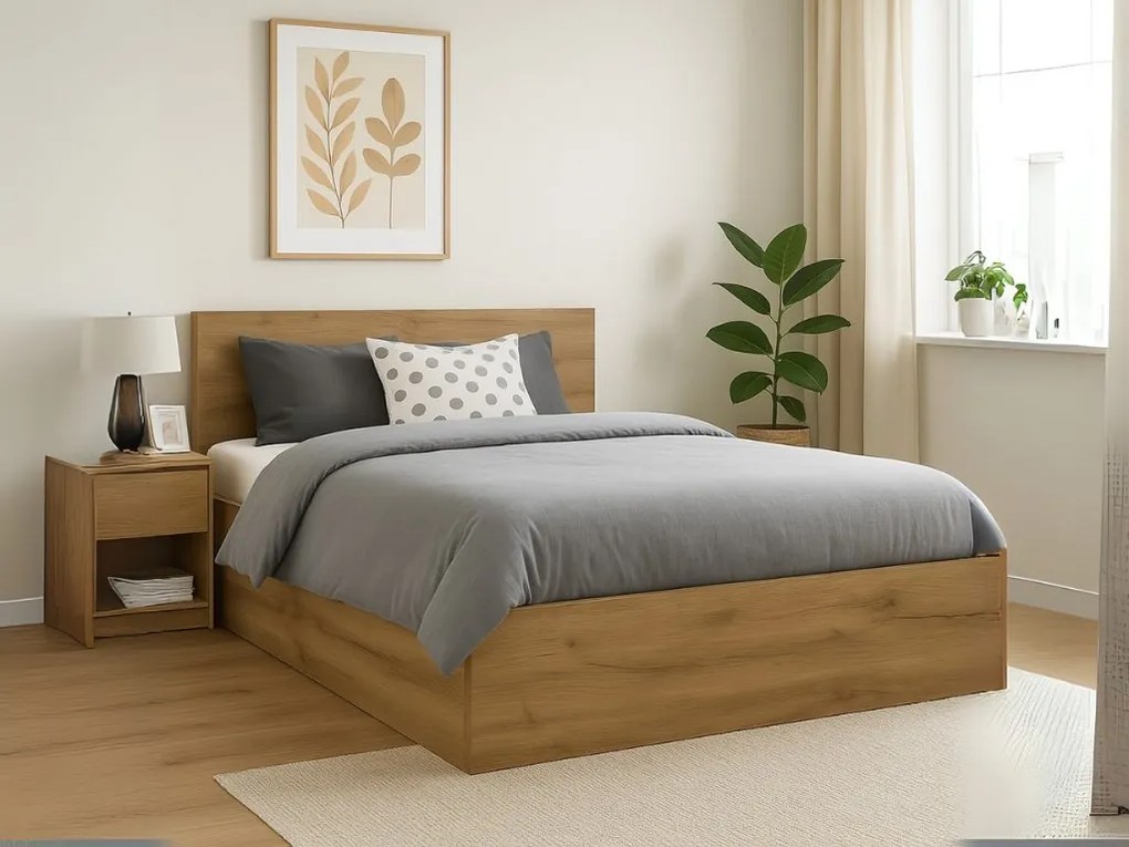 Posteľ SOFIA 120 x 200 cm, dub artisan Rošt: S lamelovým roštom, Matrac: Matrac COCO MAXI 20 cm