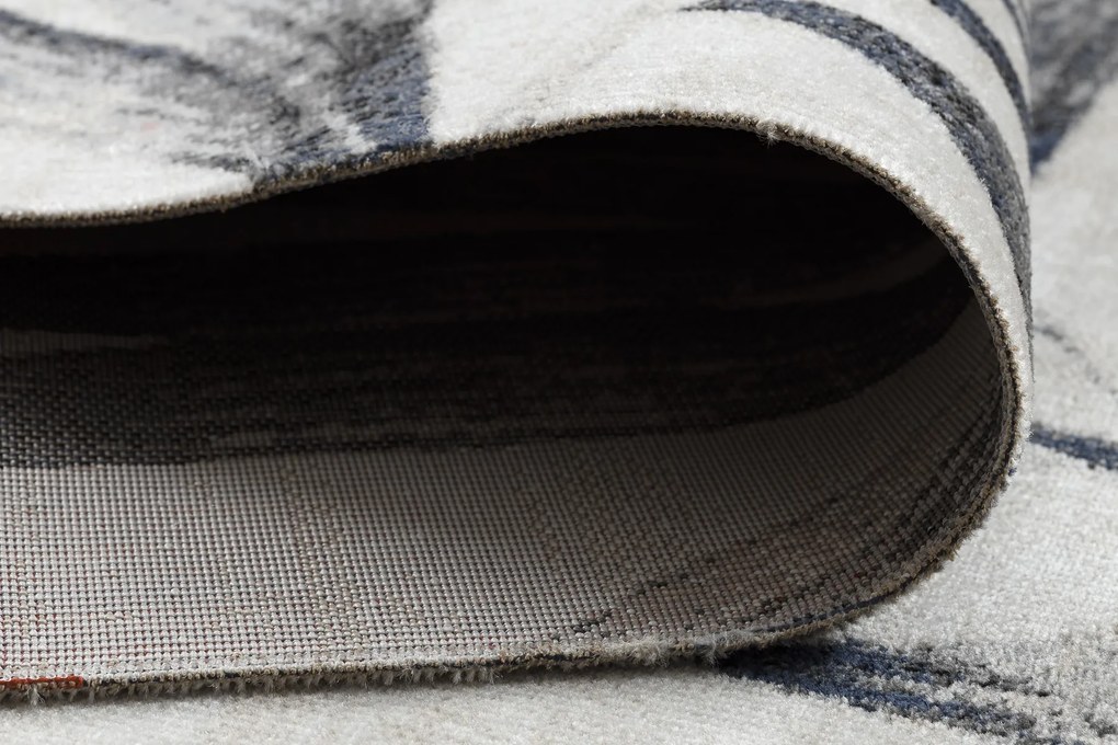 Moderný koberec MUNDO E7181 listy outdoor béžový / modrý