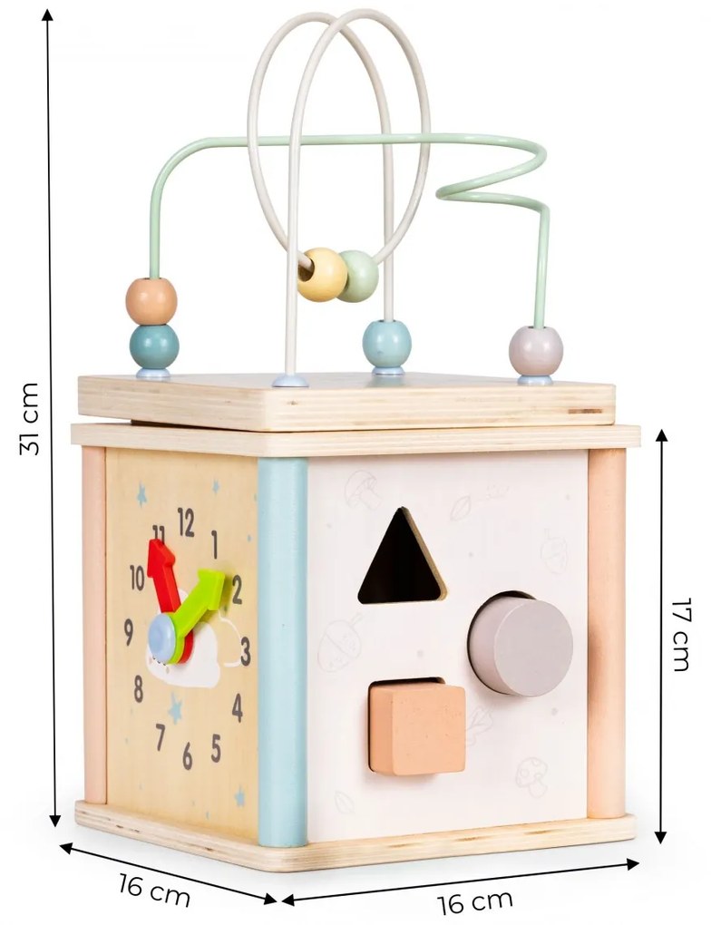 Drevená edukačná kocka Sorter Ecotoys hnedá