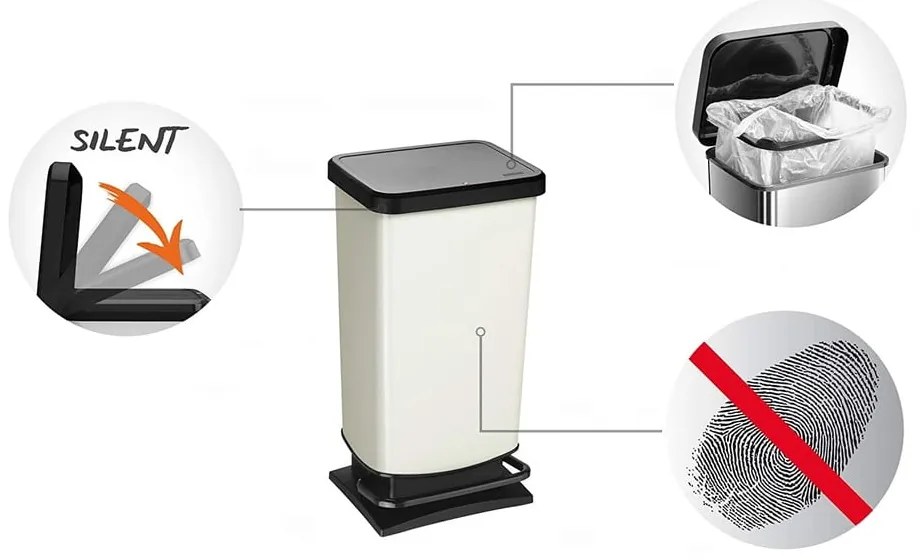 Sivý pedálový odpadkový kôš z recyklovaného plastu 40 l Paso - Rotho