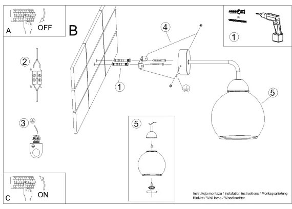Sollux SL.1139 - Nástenná lampa ALINO 1xE27/60W/230V čierna