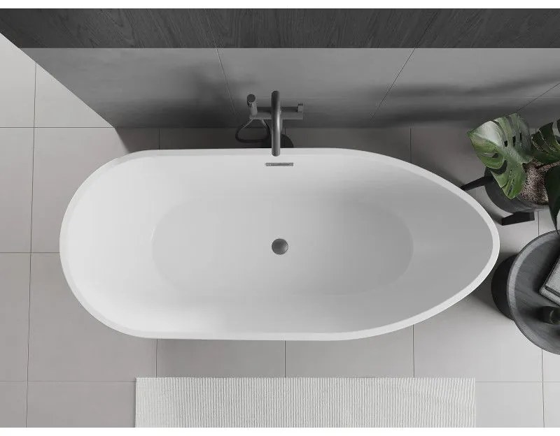 Mexen Eos, voľne stojaca vaňa 150 x 75 cm, biela-čierna, grafitový prepad, 52471507575-66