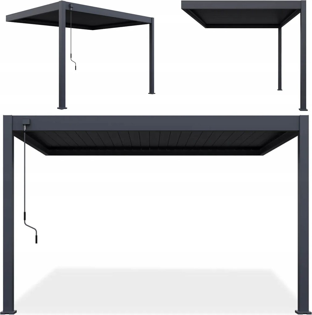 Nástenná Pergola 3x4 hliníková Elegance Wall Gutroof na Antracitovú terasu