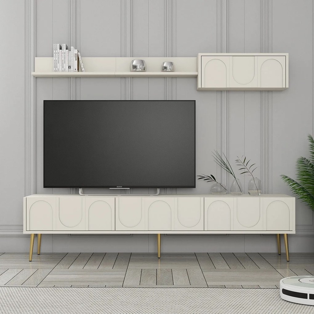 TV skrinka Lyon 2 - Cream, Gold