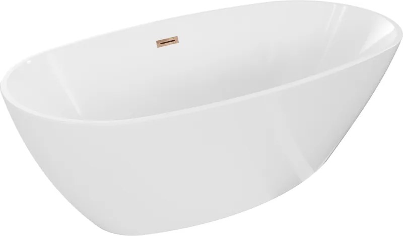 Mexen Eris, voľne stojaca vaňa 170 x 80 cm, biela, ružové zlato prepad, 53441708000-60