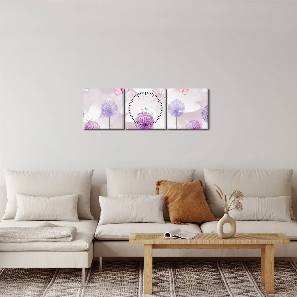 Obraz - Na rieke kvetov (s hodinami) (90x30 cm)