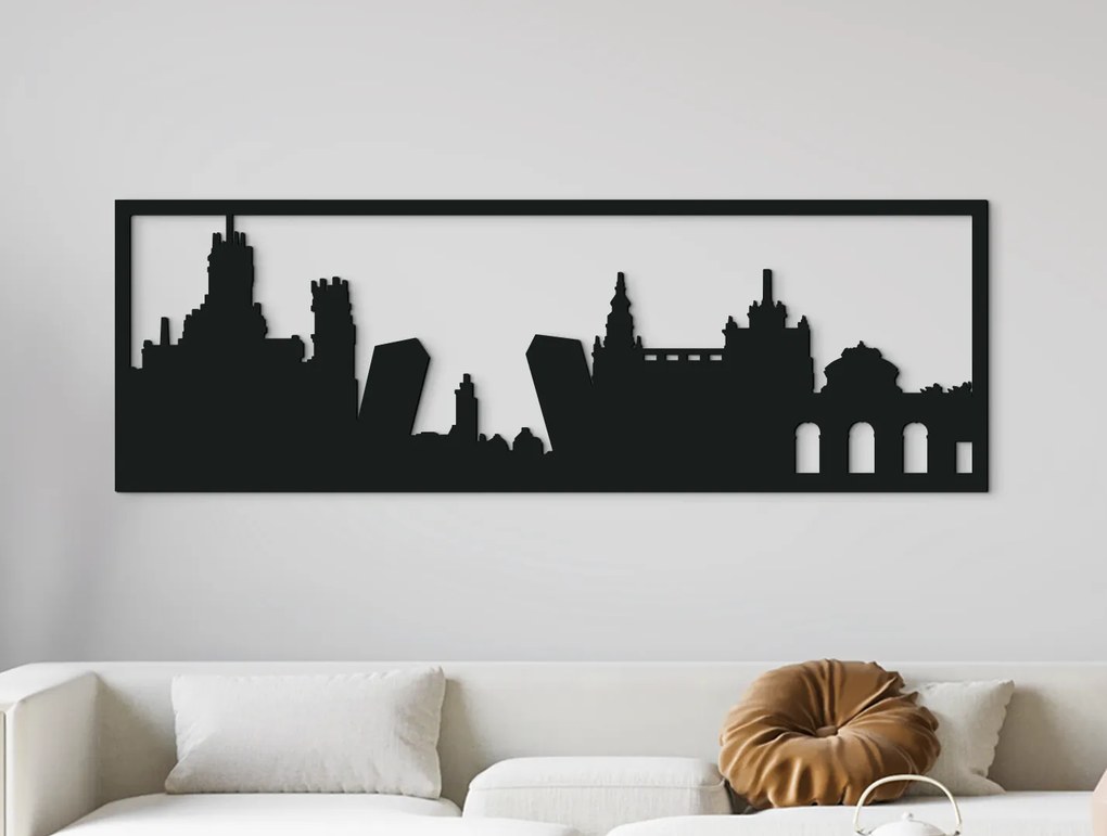 drevko Obraz Madrid panoráma Rozmer obrazu: 29,5 x 89 cm, Farba dekorácie: Čierna