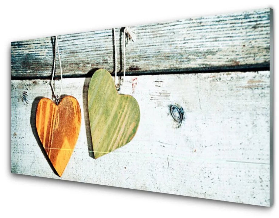Obraz na akrylátovom skle Srdce drevo umenie 140x70 cm