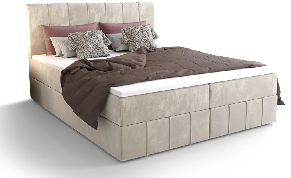 Manželská posteľ Boxspring 160 cm Barack Comfort (béžová) (s matracom a úložným priestorom). Vlastná spoľahlivá doprava až k Vám domov. 1055788