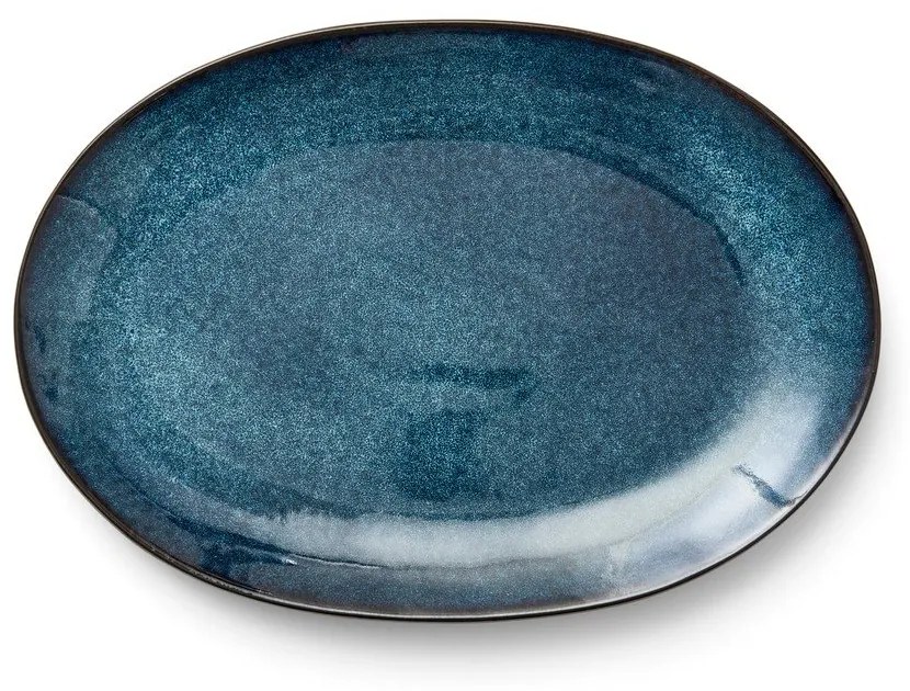 Čierny/modrý tanier z kameniny Gastro Dark Blue/Black – Bitz