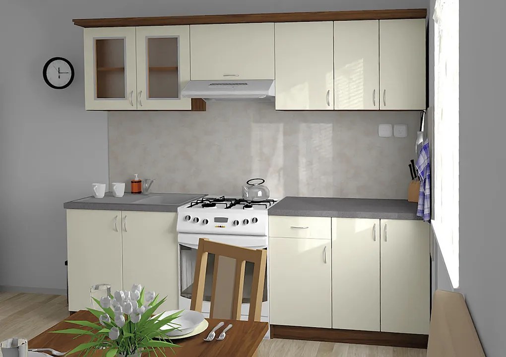 Nabytekmorava Kuchynská linka Bára B farba kuchyne: ořech / krém