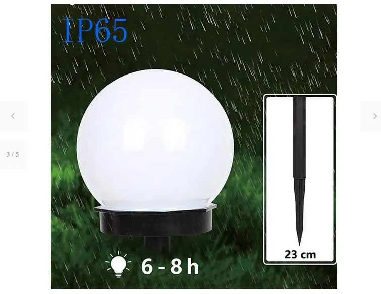 Verk 12285 Záhradná solárna lampa guľa biela, 10 cm, IP65, 4 ks