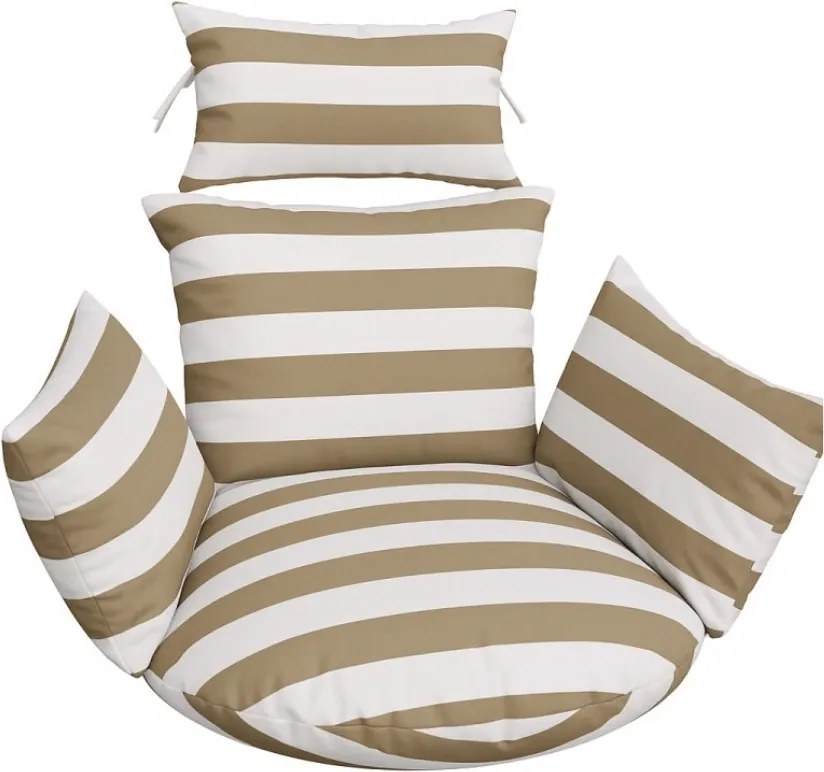 Vankúš na závesné hojdacie kreslo - béžový s bielymi pruhmi