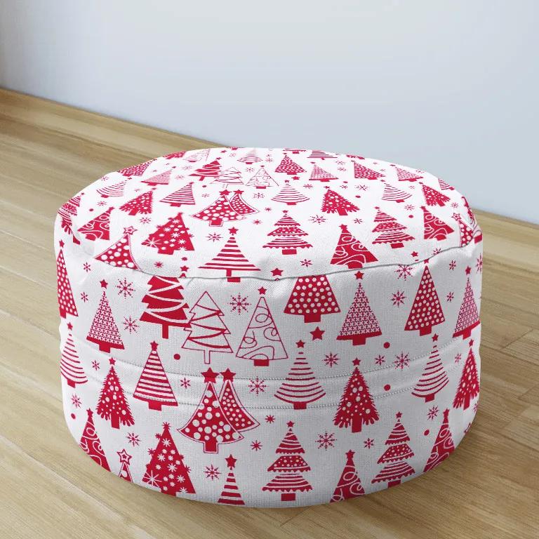 Goldea vianočný bavlnený sedacie bobek 50x20cm - vzor stromčeky na bielom 50 x 20 cm