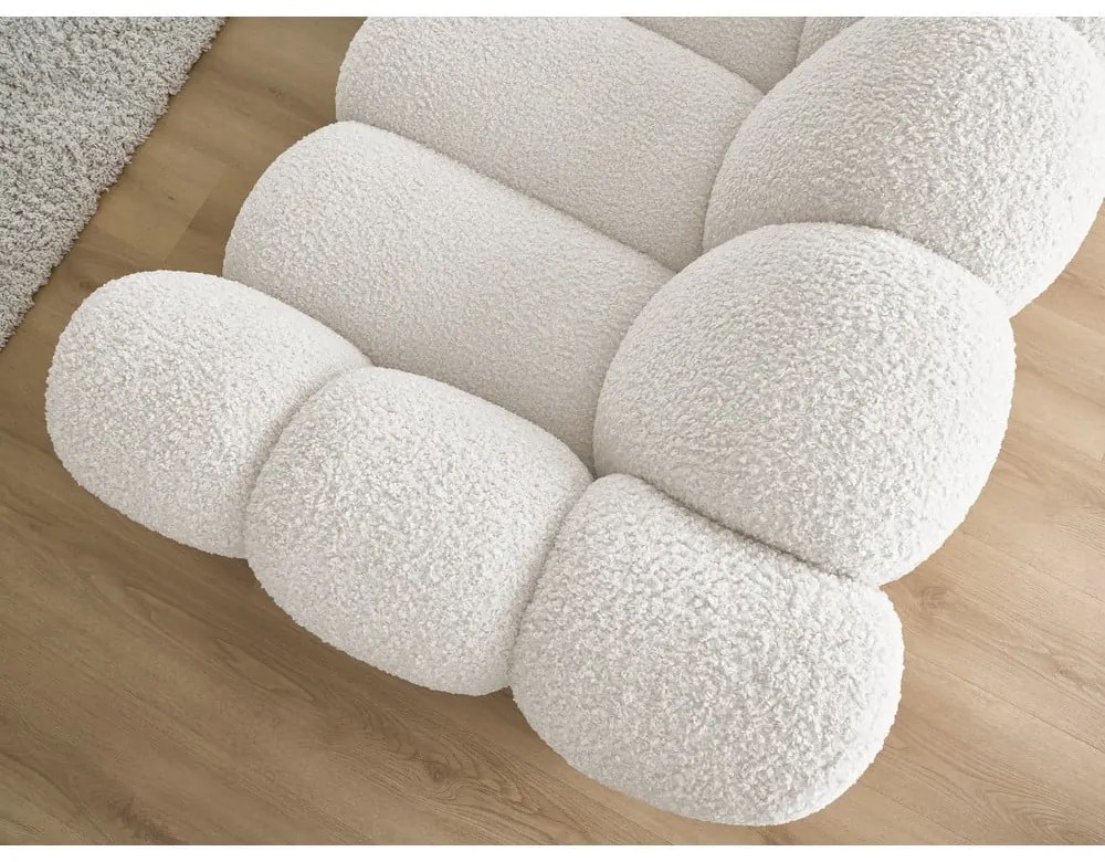 Biela pohovka z textílie buklé 232 cm Hippolyte – Bobochic Paris
