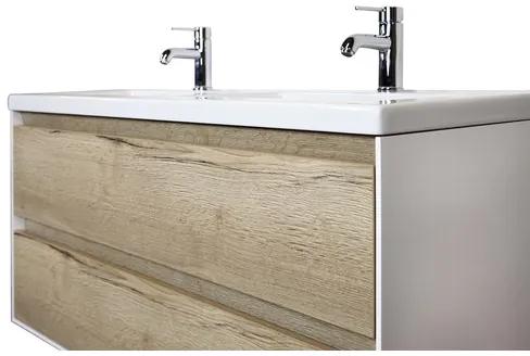 Kúpeľňový nábytkový set Evora 120 cm s keramickým dvojitým umývadlom dub prírodný