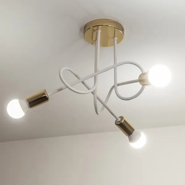 Prisadený luster OXFORD 3xE27/15W/230V zlatá/biela