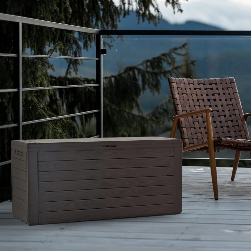 Prosperplast Úložný box WOODEBOX, 280L, 120x46x57cm, tmavo hnedá