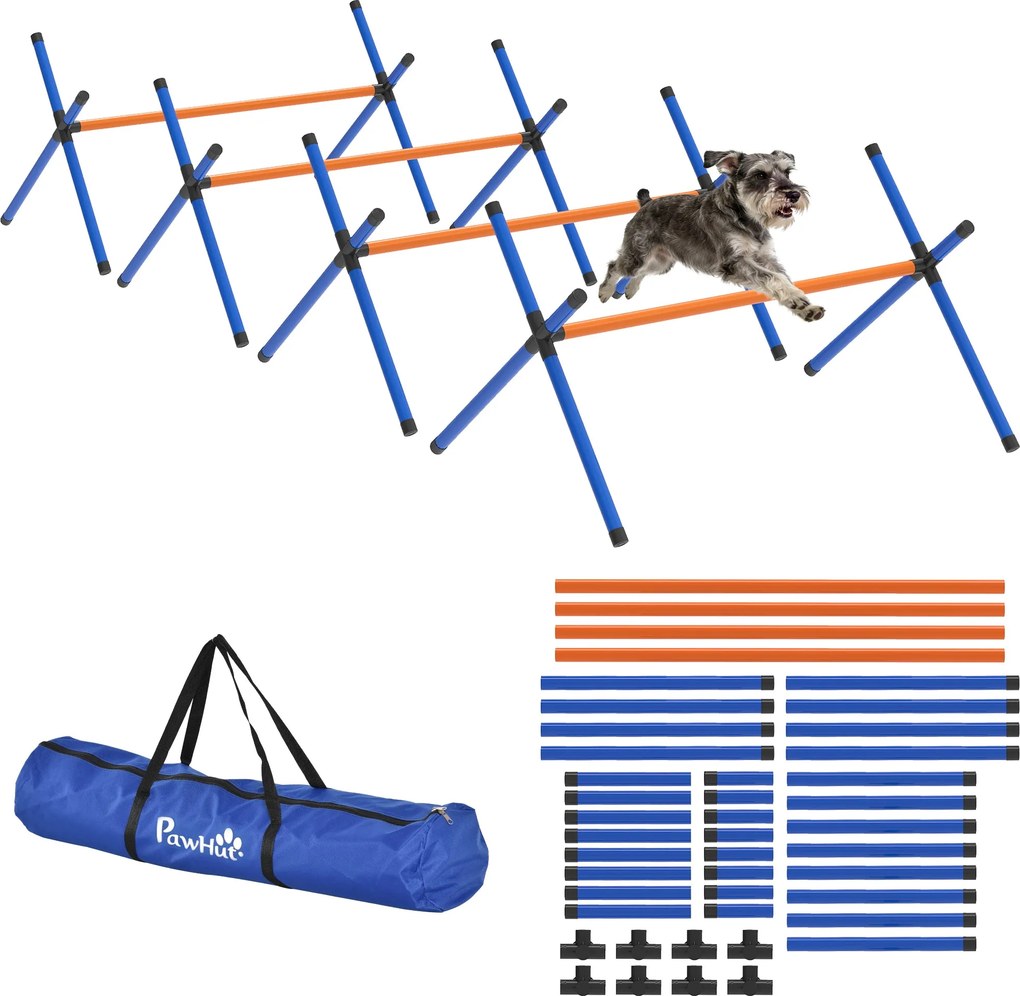 PawHut 4-dielny agility set pre malé psy — nastaviteľné prekážky s prenosnou taškou | Aosom