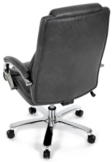 Kancelárske kreslo RYZAR — ekokoža, sivá, nosnosť 150 kg