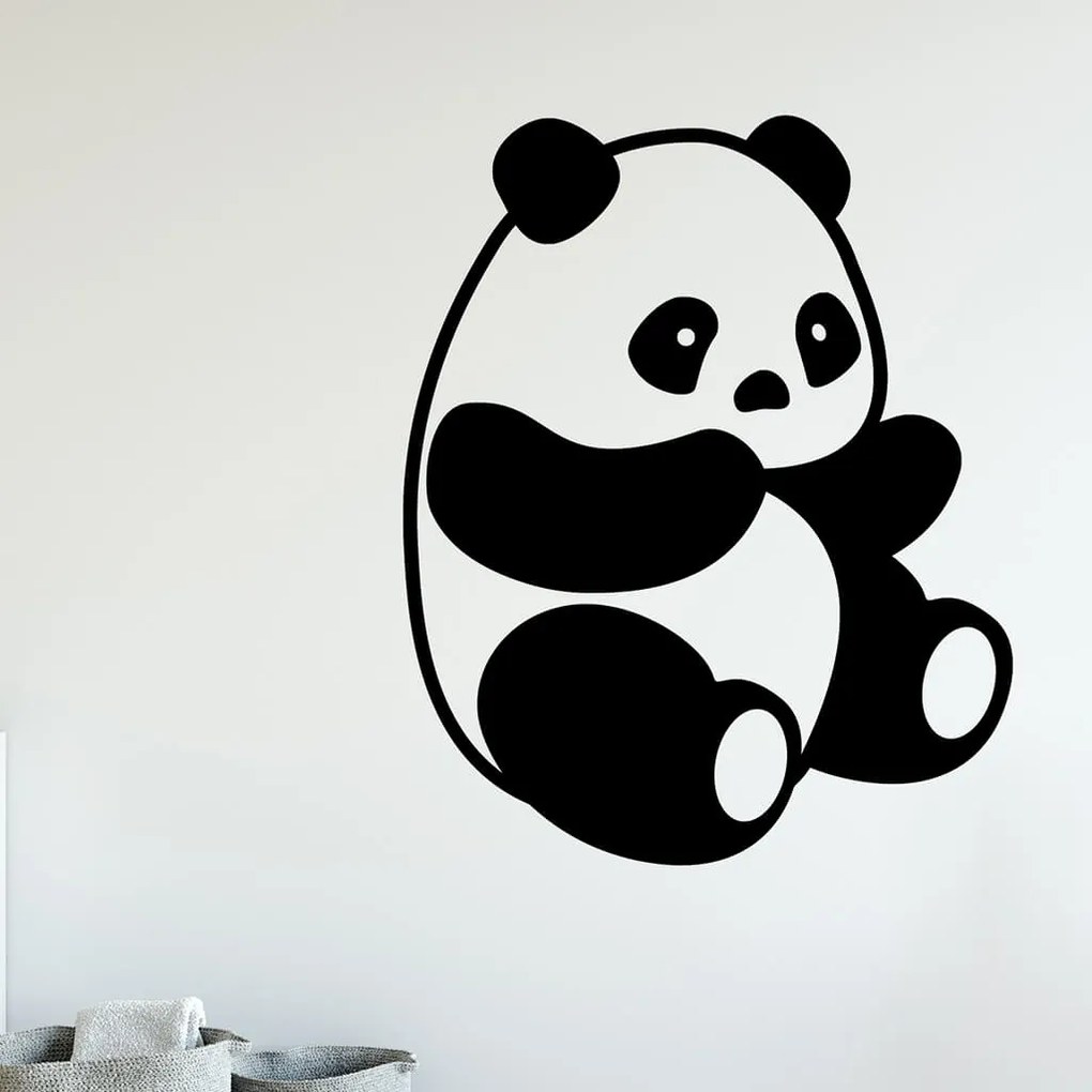 Veselá Stena Samolepka Roztomilá panda Farba: čierna, Veľkosť: 40 x 32 cm