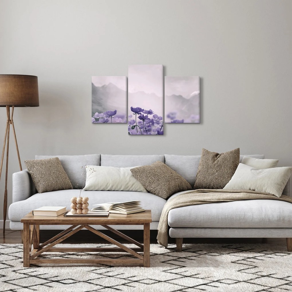 Obraz - Fialové kvety v horách (90x60 cm)