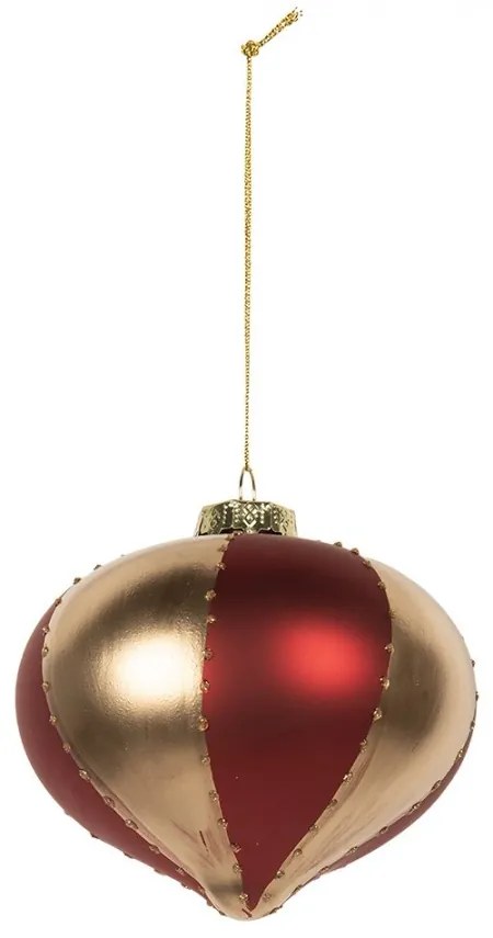 Červeno-zlatá vianočná sklenená banka - Ø 10*10 cm