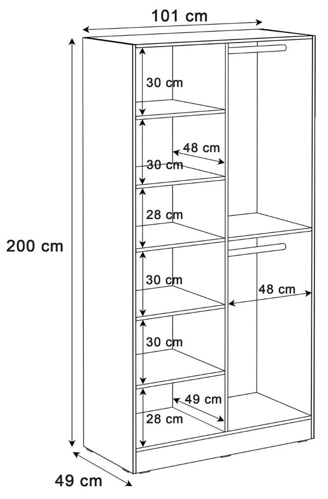 DVOJDVEROVÁ ŠATNÍKOVÁ SKRIŇA AMADEO 100 cm PIESKOVO BÉŽOVÁ + 2 x ČIERNE SKLO