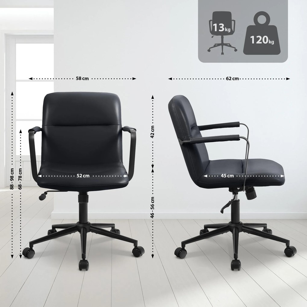 Kancelárska stolička Hilda pravá koža - čierna