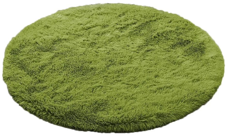 Zelený okrúhly shaggy koberec Lana Rozmer: 120 cm
