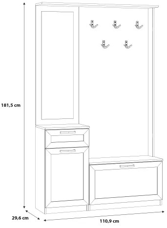 Predsieňová stena so zrkadlom KAVI dub artisan
