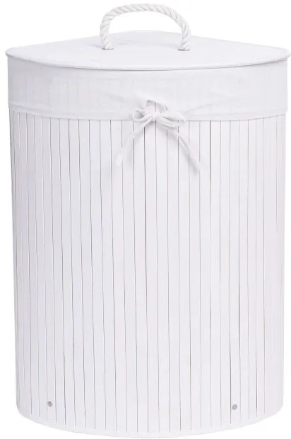 Rohový kôš na bielizeň 60 l bambusový biely