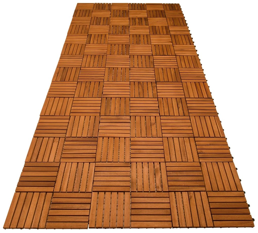 InternetovaZahrada Drevené dlaždice Quatro mozaika - sada 11 ks, 30x30 cm