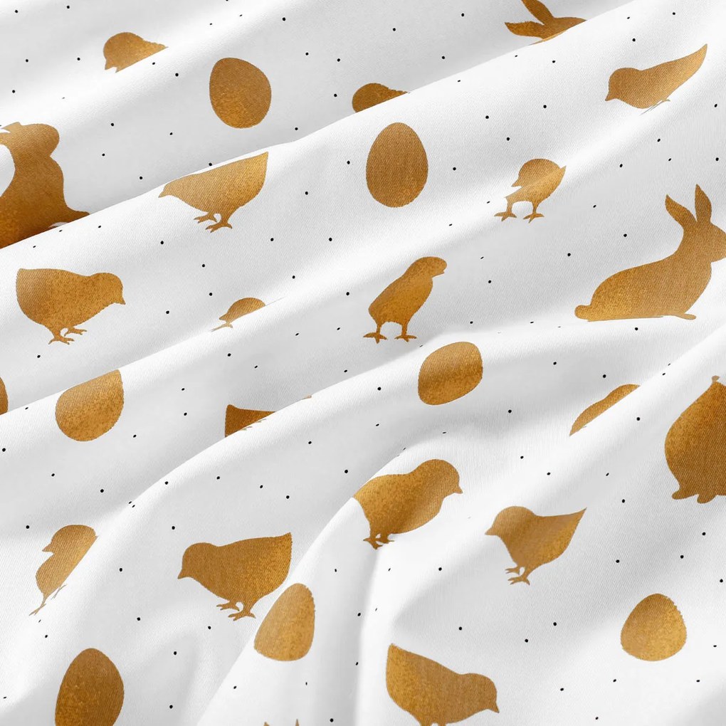 Goldea veľkonočný oválny obrus z pevnej bavlny - zlaté symboly veľkej noci 140 x 280 cm