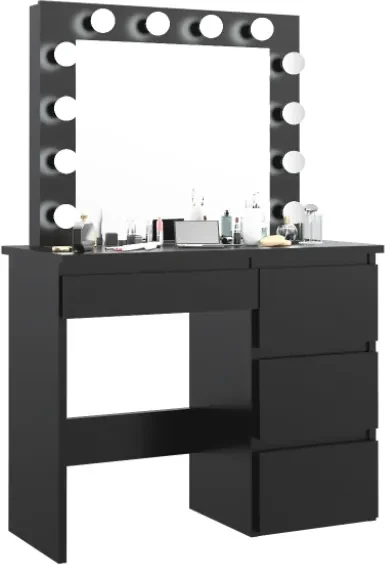 Bestent Toaletný stolík s LED zrkadlom Cleopatra Black