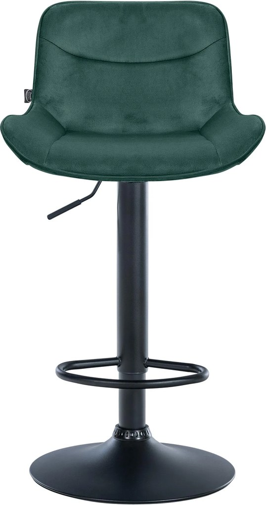 Design-Shop 2x Barová stolička Vonore - zamat, čierny rám - Zelená