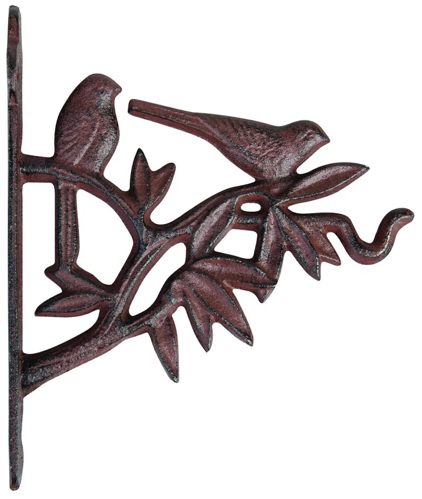 Liatinový držiak na kvetináč Birds, 18x22,5 cm, hnedá