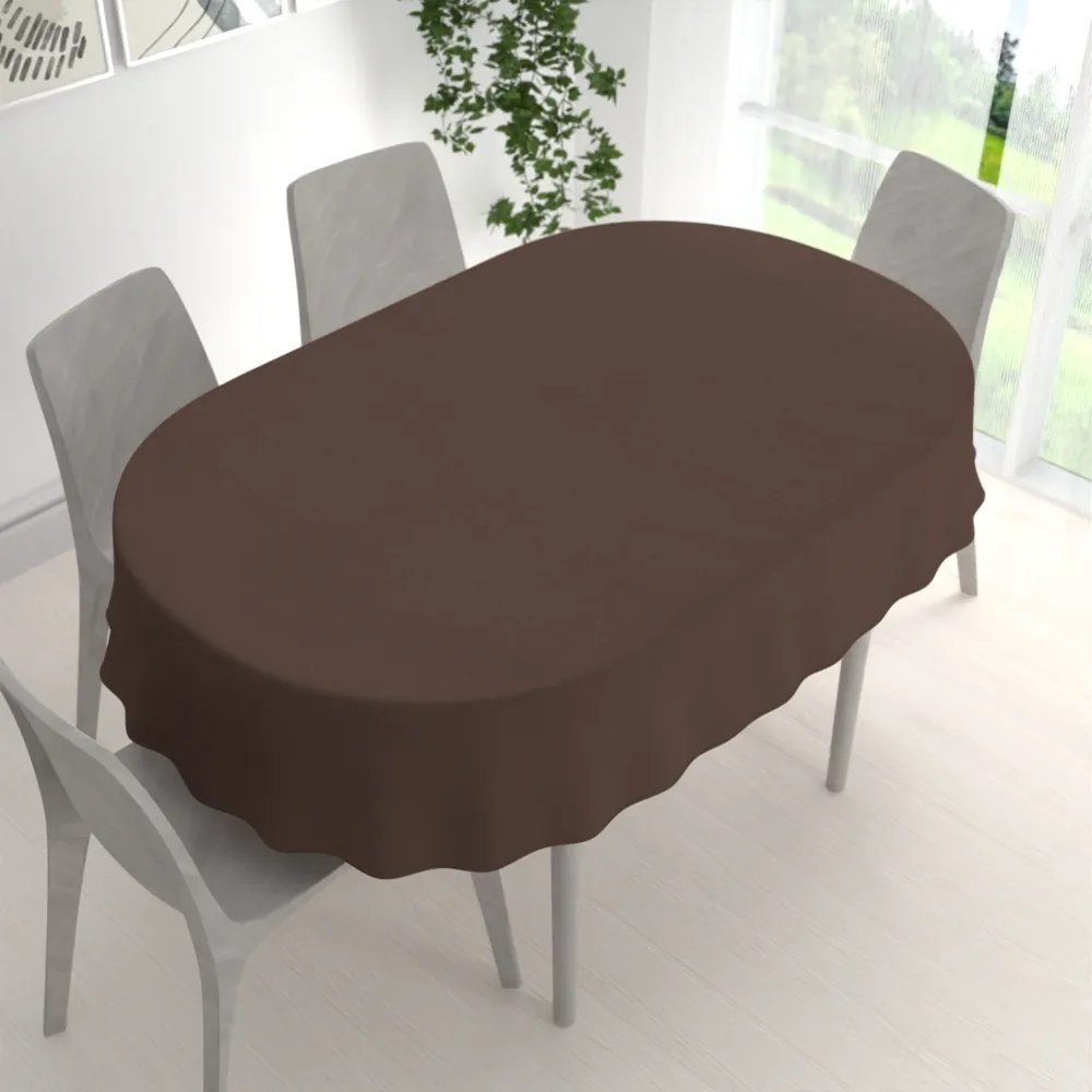 Biante Veľký dekoračný oválny obrus BKS-409 Čokoládovo hnedý 260x320 cm