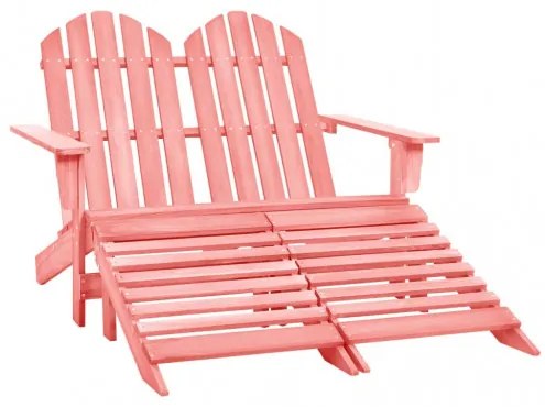 vidaXL 2-miestna záhradná stolička a taburetka Adirondack jedľový masív ružová-