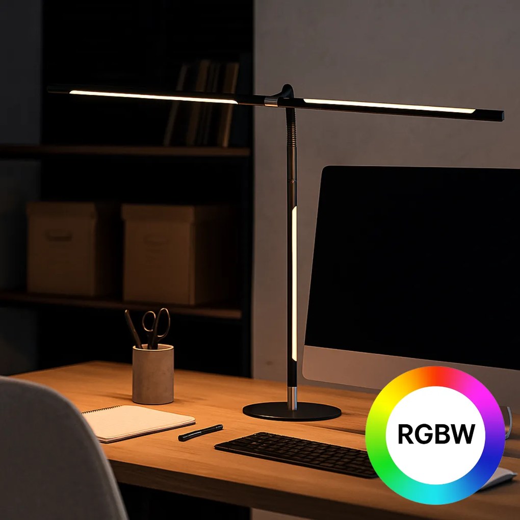 Stolná LED lampa NOX s RGBW efektmi, základňa, diaľkový ovládač