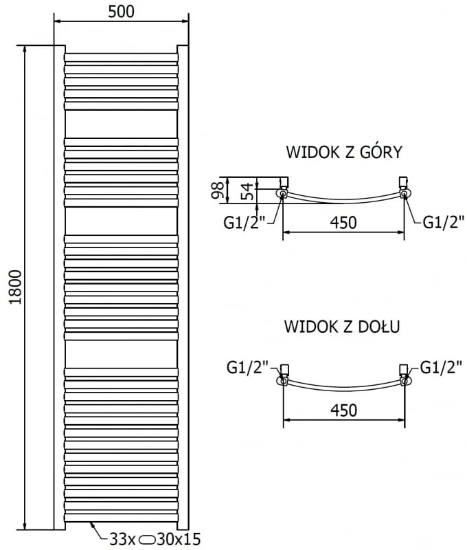 Mexen Helios, elektrické vykurovacie teleso 1800 x 500 mm, 900 W, zlatá lesklá, W103-1800-500-2900-50