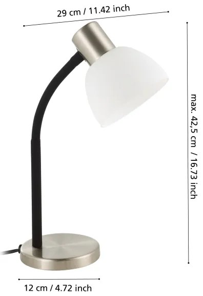 Eglo 901061 - Stolná lampa MACERE 1xE14/25W/230V čierna/matný chróm