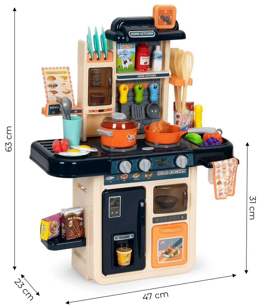 MULTISTORE Detská kuchynka s parným generátorom, LED a 42 doplnkami