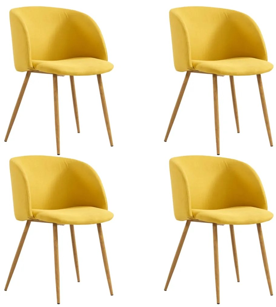 vidaXL Jedálenské stoličky 4 ks žlté látkové
