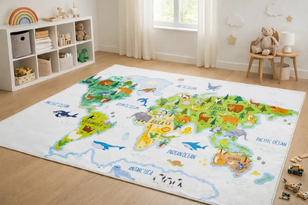 Detský koberec 250321N KIDS obdĺžnikový – mäkký polyester Rozmer: 200x300 cm