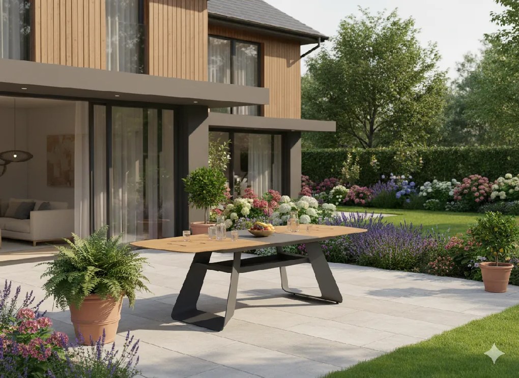 Garden Line Hliníkový stôl „THOMPSON“ sivý 180/240 x 90 x 78 cm