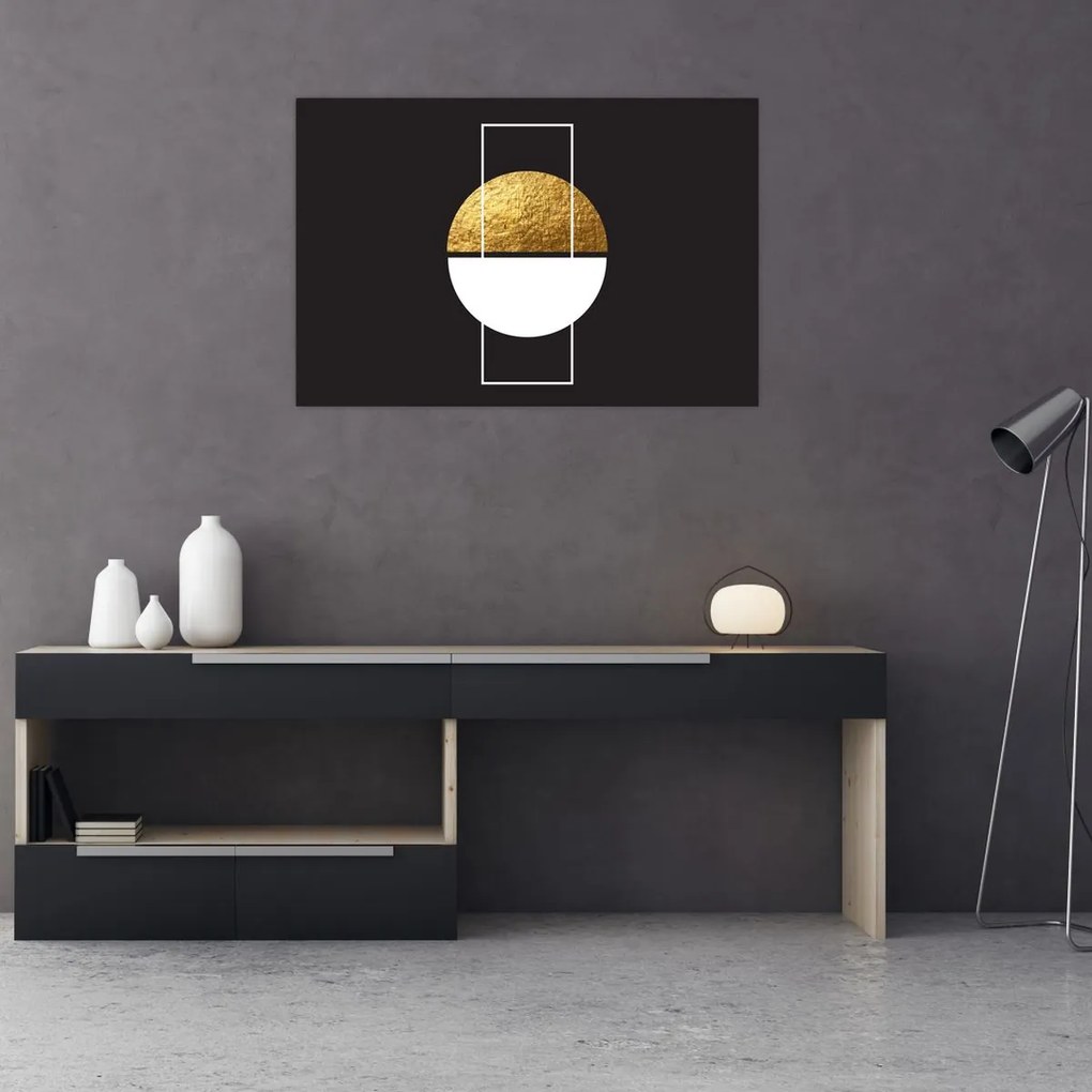 Obraz - Abstrakcia zlatá a čierna N⁰1 (90x60 cm)