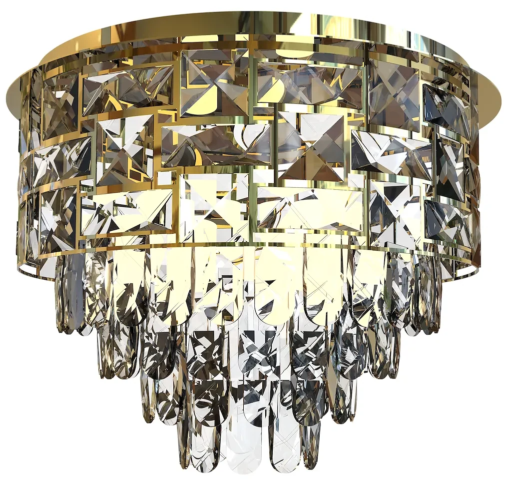 Luster Luxuria I, 1x krištáľové/zlaté kovové tienidlo, (fi 48cm), g