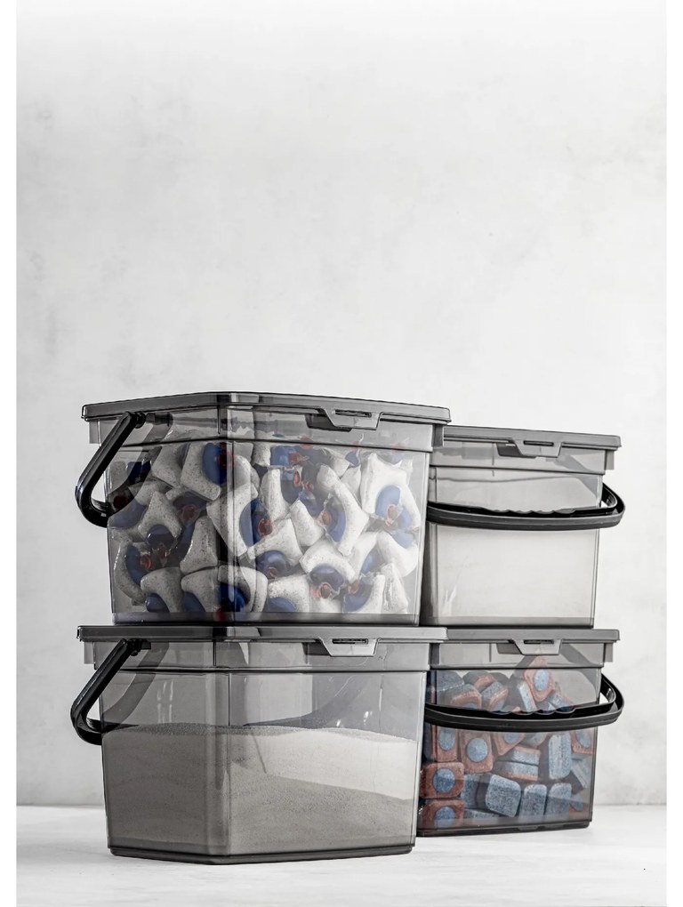 Súprava 4 ks úložných boxov KAREN antracitová